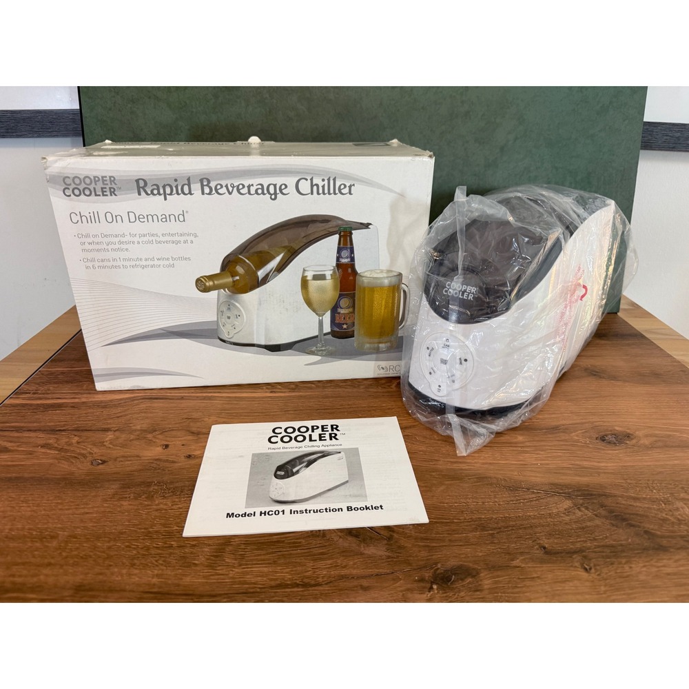 Cooper Cooler Rapid Beverage Chiller White Model HC01 Wine Can Bottle Chiller
